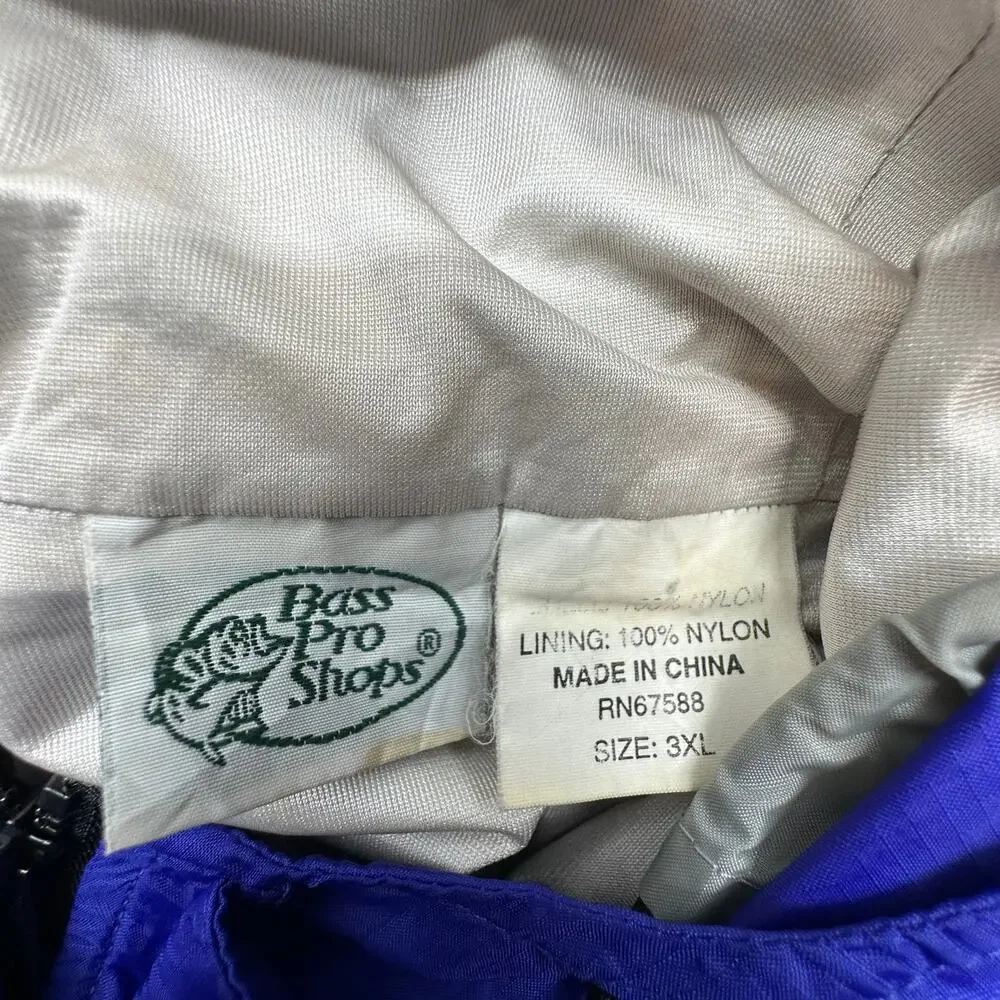 Vintage Bass Pro Shops Gore-Tex Jacket Mens 3XL Nylon Full Zip Hooded Rain Coat